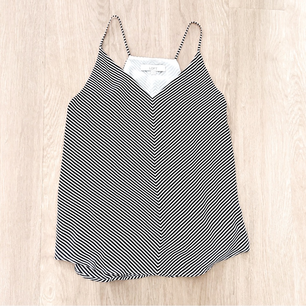LOFT Striped Strappy Cami M